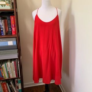 Grana red silk trapeze tank dress